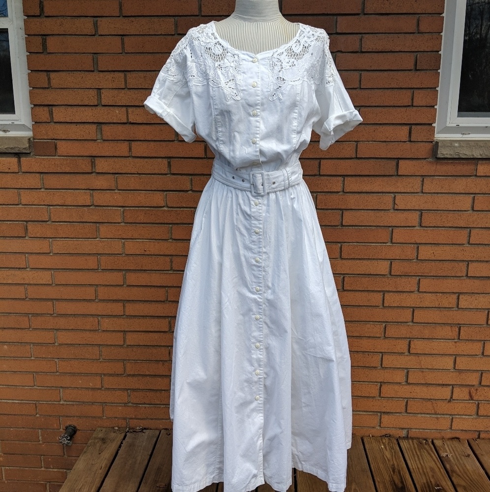 Vintage White Linen Dress